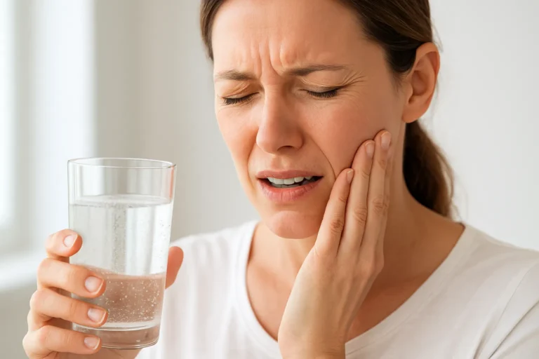 Patient experiencing tooth sensitivity after drinking something cold
